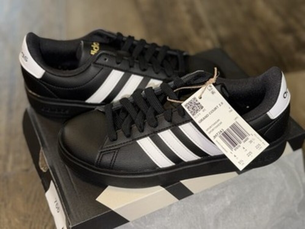 adidas Black and White Grand Court Low-Top Sneakers